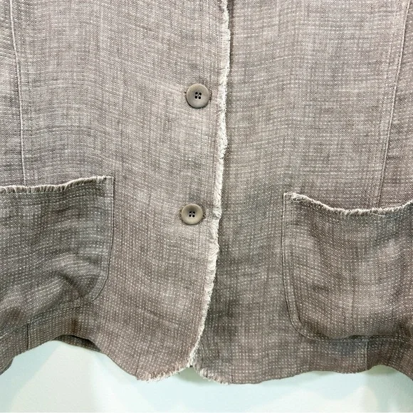 Eileen Fisher 100% Irish Linen Distressed Lightweight Jacket M Gray Lagenlook - Picture 7 of 11